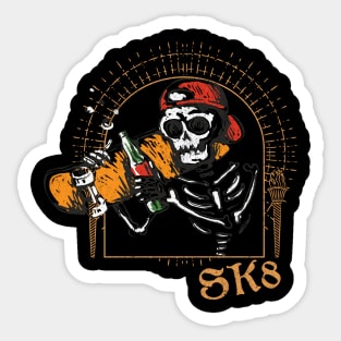 Skating Skeleton Sticker